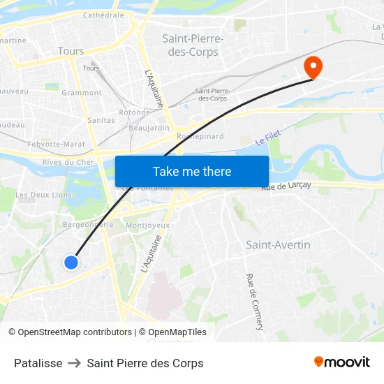Patalisse to Saint Pierre des Corps map