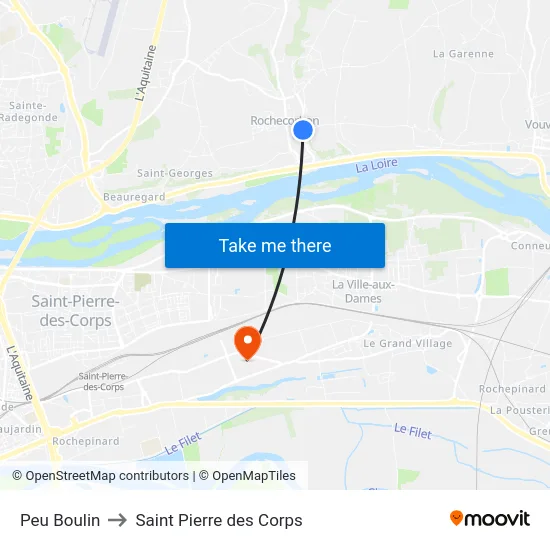 Peu Boulin to Saint Pierre des Corps map