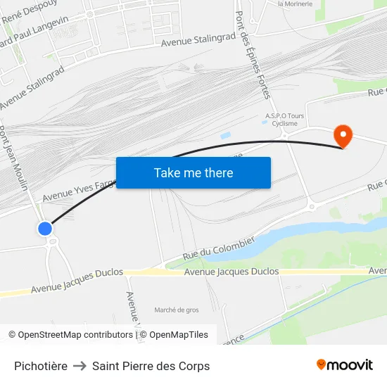 Pichotière to Saint Pierre des Corps map