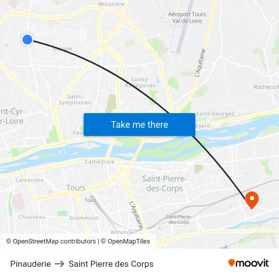 Pinauderie to Saint Pierre des Corps map