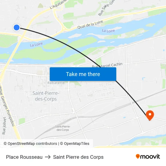 Place Rousseau to Saint Pierre des Corps map
