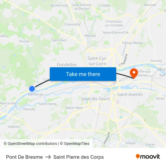 Pont De Bresme to Saint Pierre des Corps map