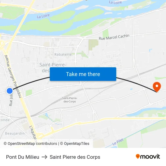 Pont Du Milieu to Saint Pierre des Corps map