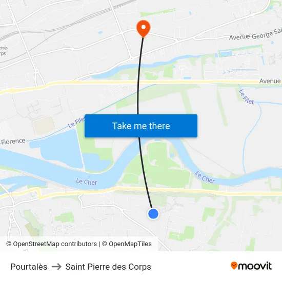 Pourtalès to Saint Pierre des Corps map