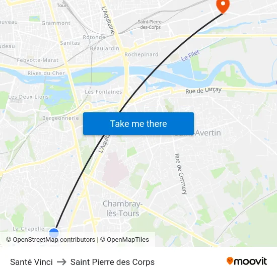 Santé Vinci to Saint Pierre des Corps map
