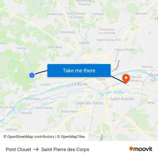 Pont Clouet to Saint Pierre des Corps map
