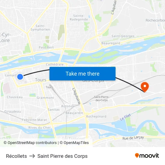 Récollets to Saint Pierre des Corps map