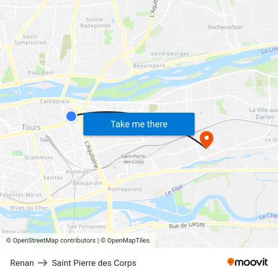 Renan to Saint Pierre des Corps map