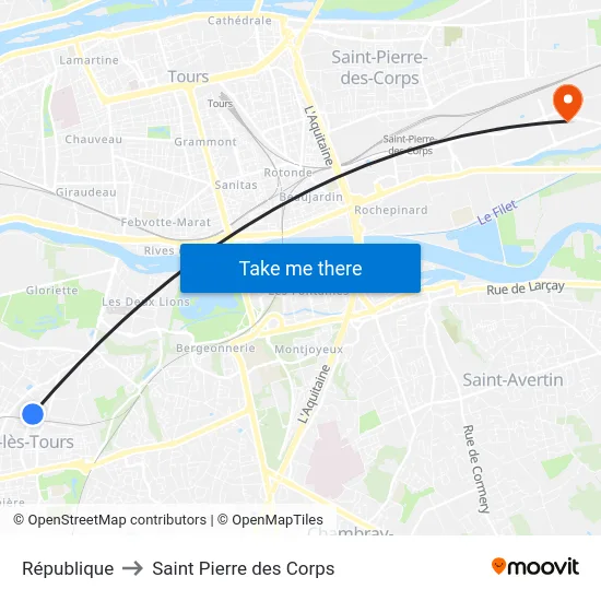 République to Saint Pierre des Corps map