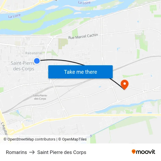 Romarins to Saint Pierre des Corps map