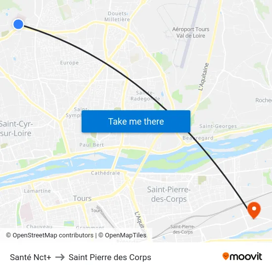 Santé Nct+ to Saint Pierre des Corps map
