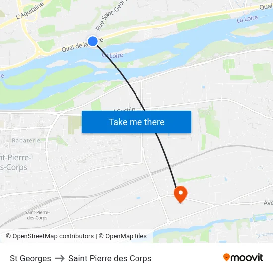 St Georges to Saint Pierre des Corps map