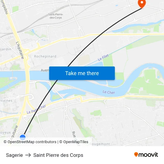 Sagerie to Saint Pierre des Corps map