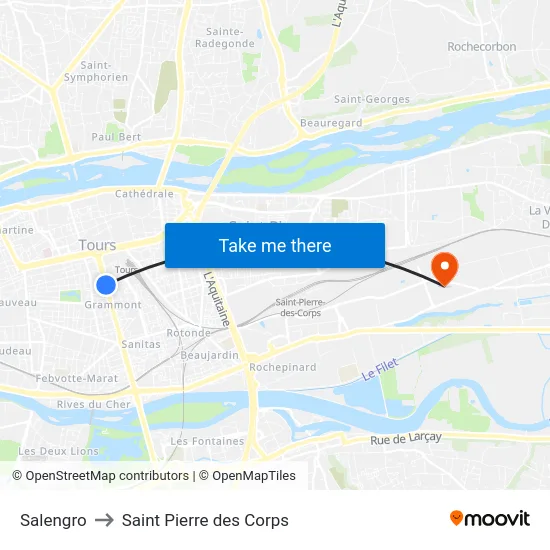 Salengro to Saint Pierre des Corps map