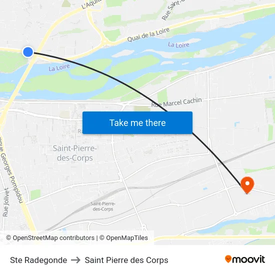 Ste Radegonde to Saint Pierre des Corps map