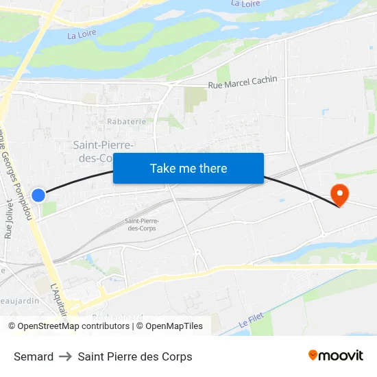 Semard to Saint Pierre des Corps map