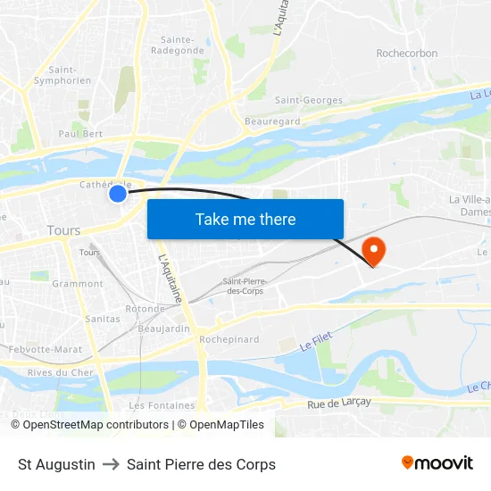 St Augustin to Saint Pierre des Corps map