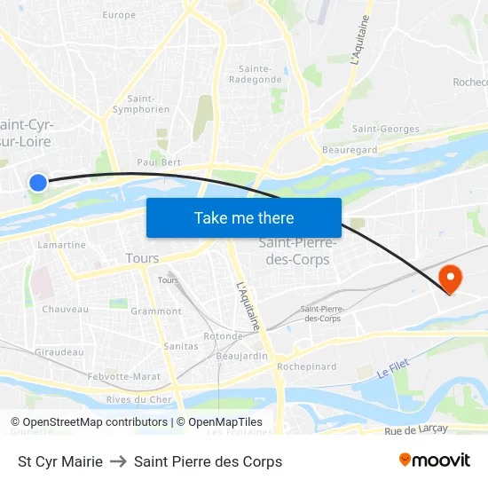 St Cyr Mairie to Saint Pierre des Corps map