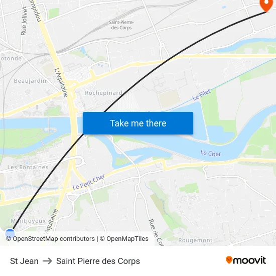 St Jean to Saint Pierre des Corps map