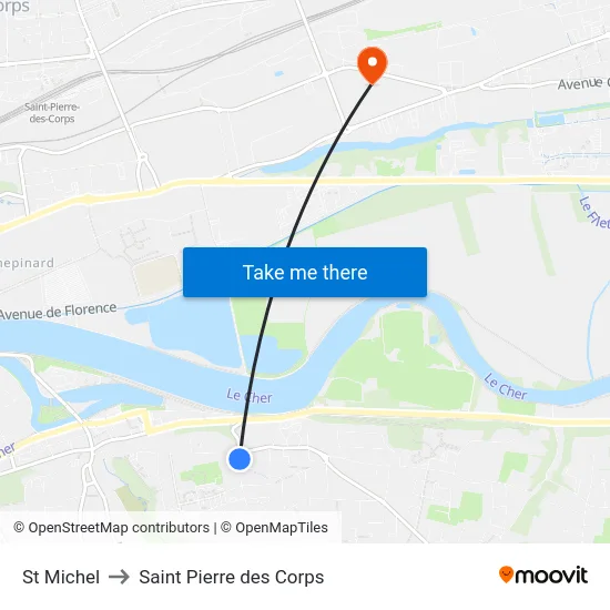St Michel to Saint Pierre des Corps map