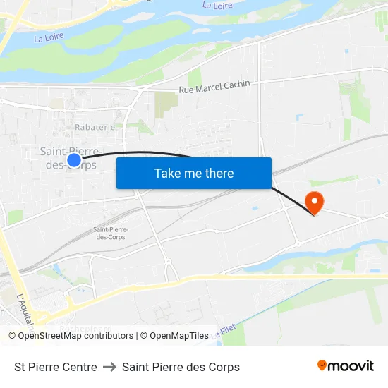 St Pierre Centre to Saint Pierre des Corps map