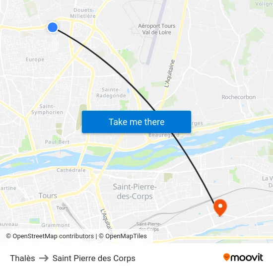 Thalès to Saint Pierre des Corps map