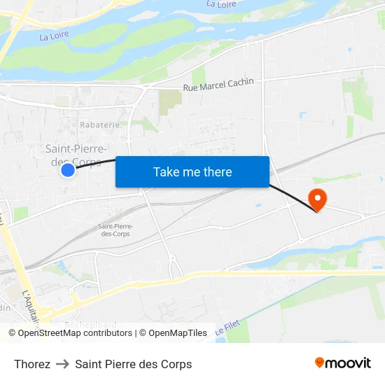 Thorez to Saint Pierre des Corps map