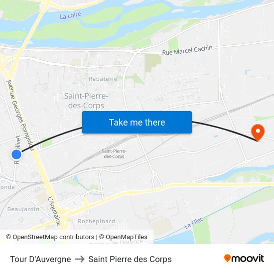 Tour D'Auvergne to Saint Pierre des Corps map