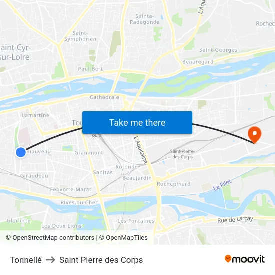 Tonnellé to Saint Pierre des Corps map