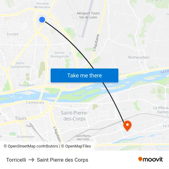 Torricelli to Saint Pierre des Corps map