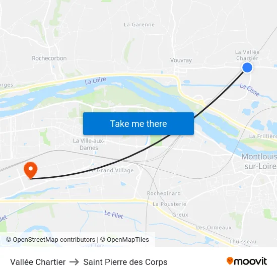 Vallée Chartier to Saint Pierre des Corps map
