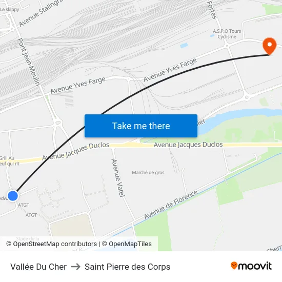 Vallée Du Cher to Saint Pierre des Corps map
