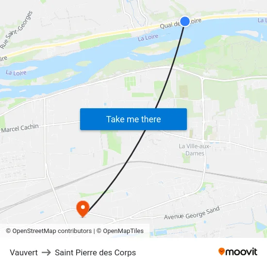 Vauvert to Saint Pierre des Corps map