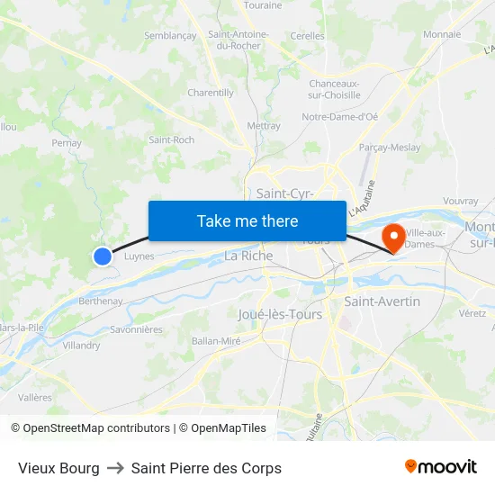 Vieux Bourg to Saint Pierre des Corps map