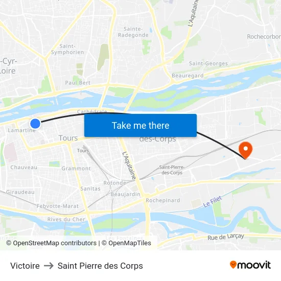 Victoire to Saint Pierre des Corps map