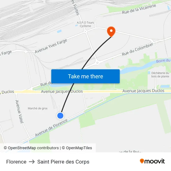 Florence to Saint Pierre des Corps map