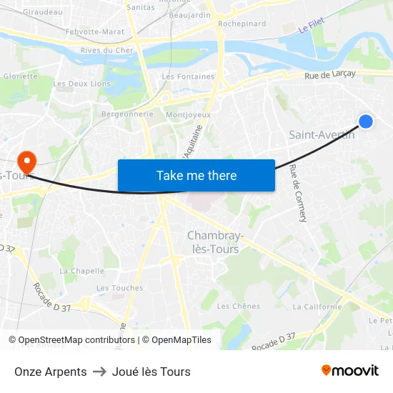 Onze Arpents to Joué lès Tours map