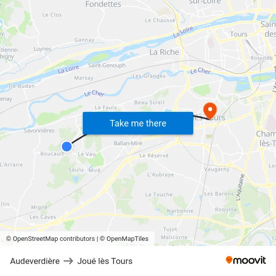 Audeverdière to Joué lès Tours map