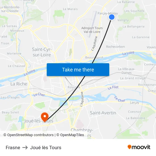 Frasne to Joué lès Tours map
