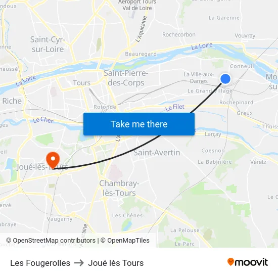 Les Fougerolles to Joué lès Tours map