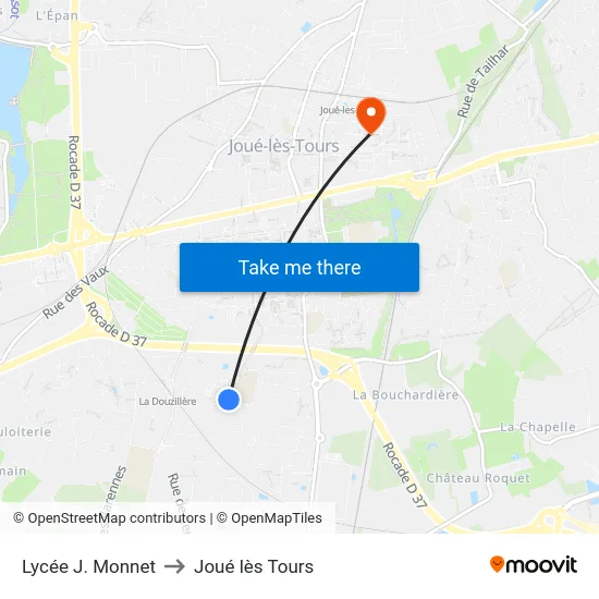 Lycée J. Monnet to Joué lès Tours map