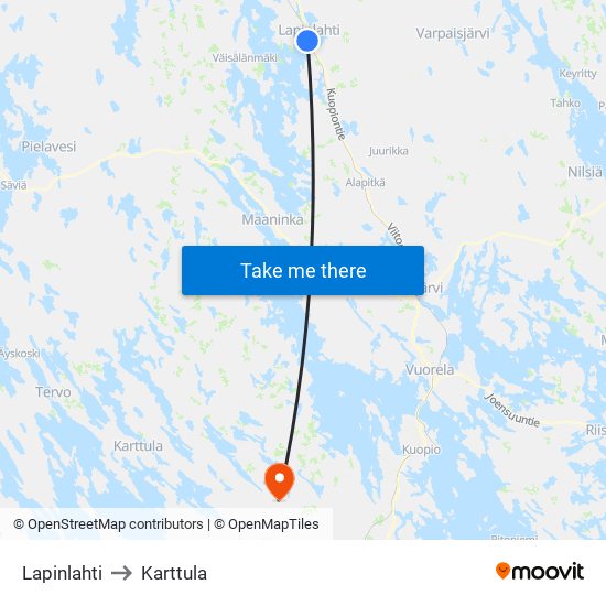 Lapinlahti to Karttula map