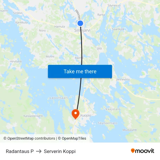 Radantaus P to Serverin Koppi map