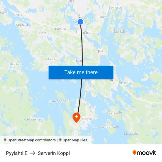 Pyylahti E to Serverin Koppi map