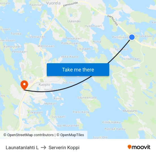 Launatanlahti L to Serverin Koppi map