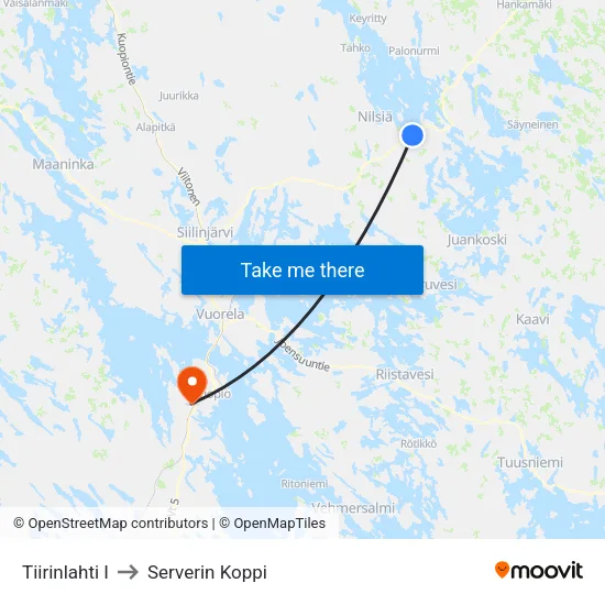 Tiirinlahti I to Serverin Koppi map