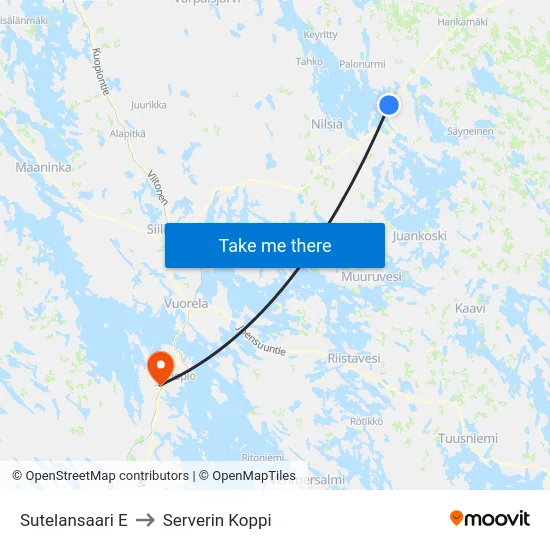 Sutelansaari E to Serverin Koppi map