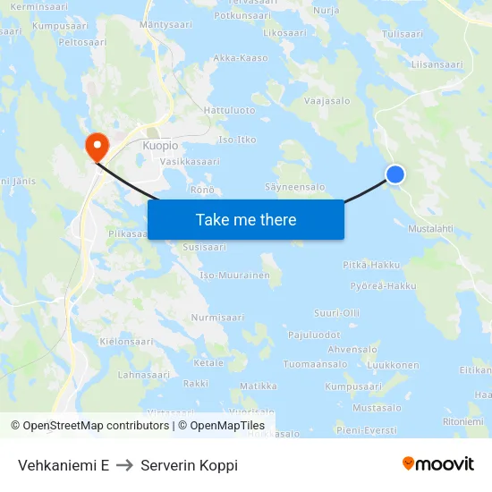 Vehkaniemi E to Serverin Koppi map