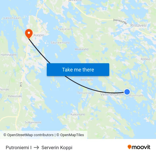 Putroniemi I to Serverin Koppi map