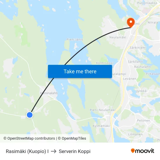 Rasimäki (Kuopio) I to Serverin Koppi map
